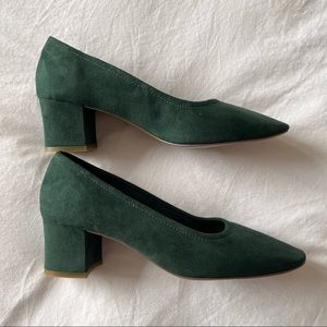NWT Oak + Fort green suede block heeled shoes